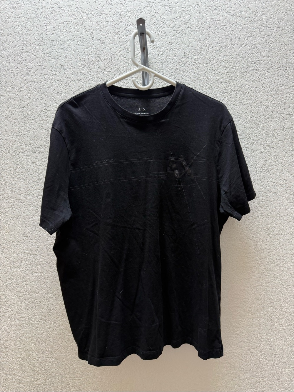 Armani Exchange Black Short Sleeve Crew Tee with Subtle Logo